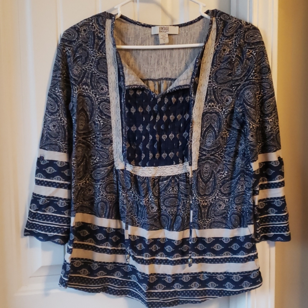 Vintage America Blues V-neck Top